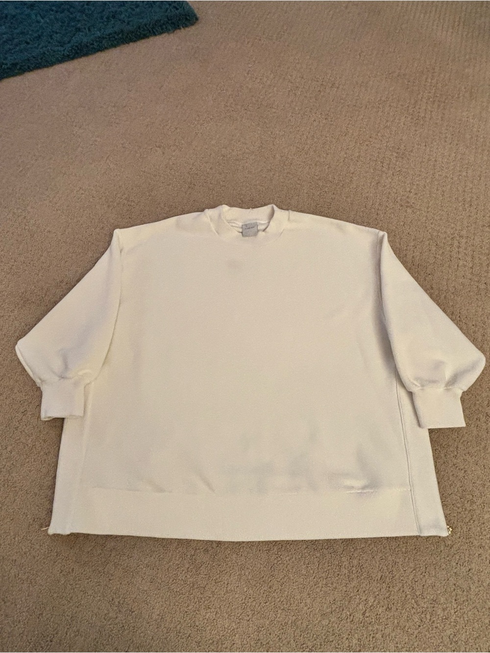 Varley Mae Boyfriend Sweat XXL 2XL Ivory Ottoman Rib Side Zip NWOT
